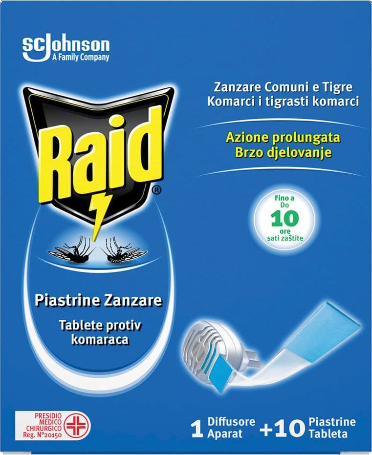 ANTIZANZARE ELETTRICO A PIASTRINE 'BASE' con 10 ricariche  - RAID