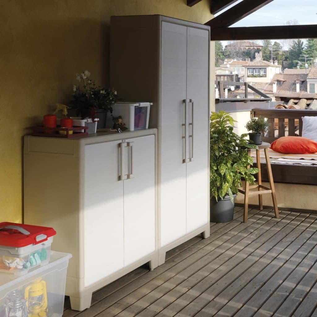 Armadio Basso Da Per Esterno Giardino In Pvc Plastica Resina 2 Ante 80X44 H.Cm 100 in Armadietti e credenze BricoGo - Marano di Napoli, commercioVirtuoso.it