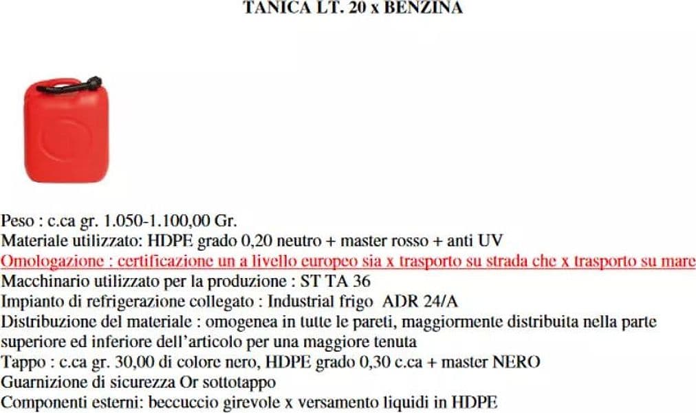 Tanica Benzina 20 Litri Lt Omologata Per Carburante Gasolio Bidone Con Beccuccio in Taniche carburante BricoGo - Marano di Napoli, commercioVirtuoso.it