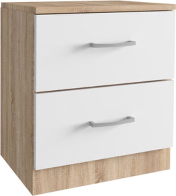Kit Comodino 2 Cassetti 45 x 34XH47 Cm Rovere Bianco Kitwood Industry
