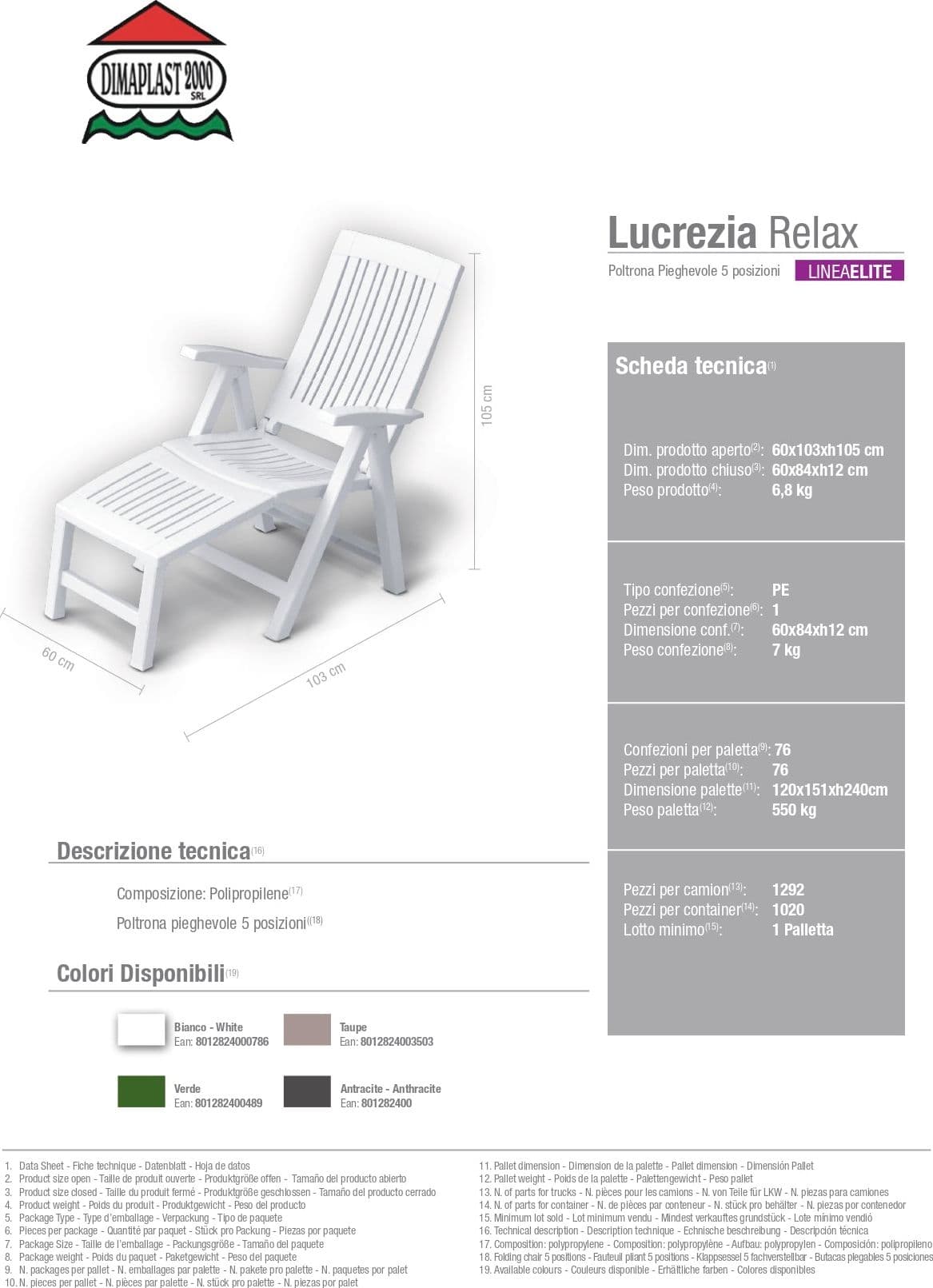 Sdraio C/Poggiapiedi Lucrezia Relax Bianco 1 Pz in Lettini BricoGo - Marano di Napoli, commercioVirtuoso.it