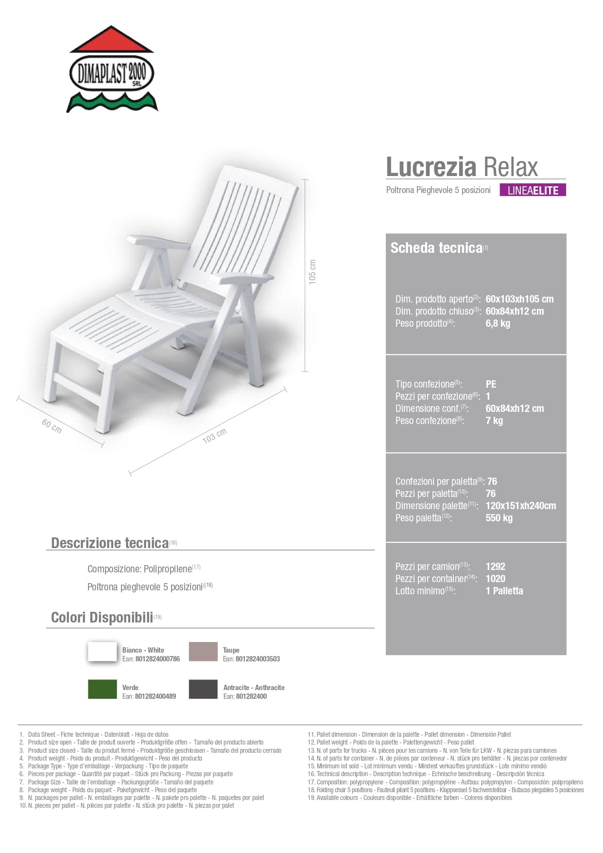 Sdraio C/Poggiapiedi Lucrezia Relax Bianco 1 Pz in Lettini BricoGo - Marano di Napoli, commercioVirtuoso.it