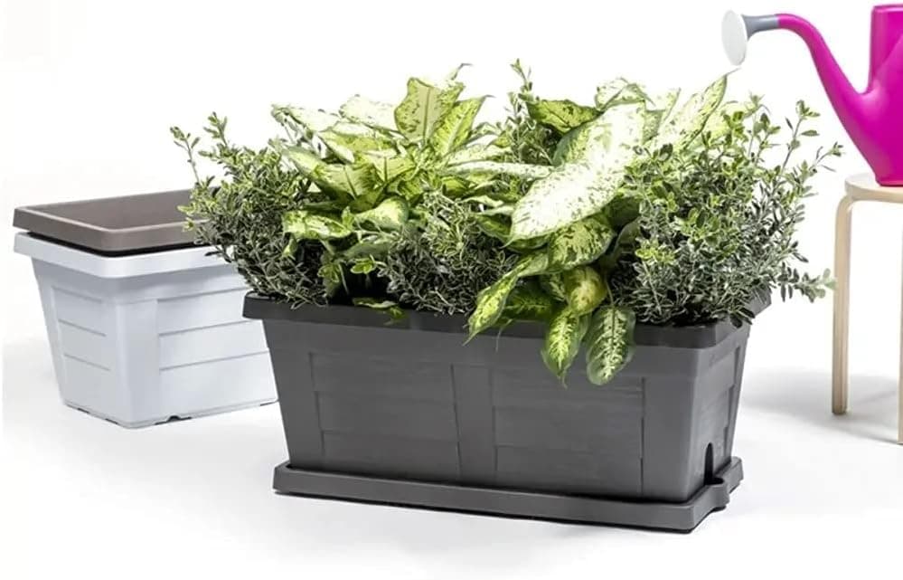 Fioriera Rettangolare Cm 40 X 21,5 X 17 - Ghiaccio (Con Sottovaso) - Bama in Fioriere BricoGo - Marano di Napoli, commercioVirtuoso.it