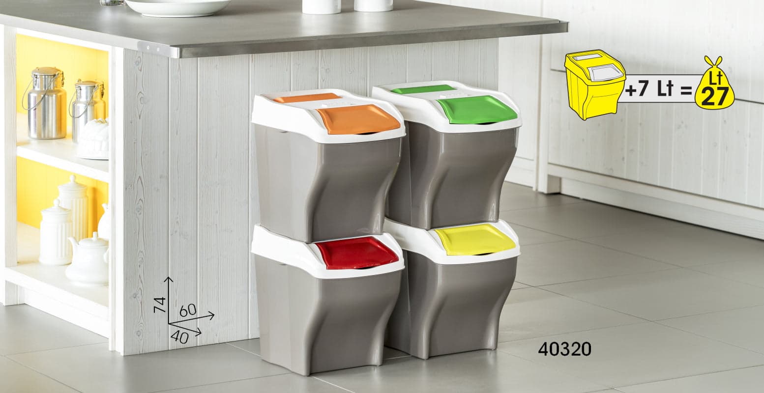 Pattumiera Raccolta Differenziata Set 'Poker Plus' 27 Lt. Cm 30 X 40 X 37,5 H - Bama in Sistemi di contenitori per raccolta differenziata BricoGo - Marano di Napoli, commercioVirtuoso.it