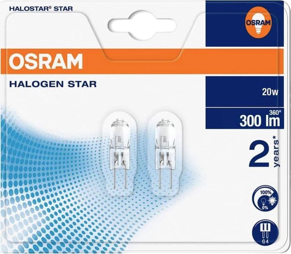 Osram Lampada Alogena Halostar 2 Pz. Bispina G4 12V-Calda 20 W-320 Lumen 10 Confezioni in Lampadine alogene BricoGo - Marano di Napoli, commercioVirtuoso.it