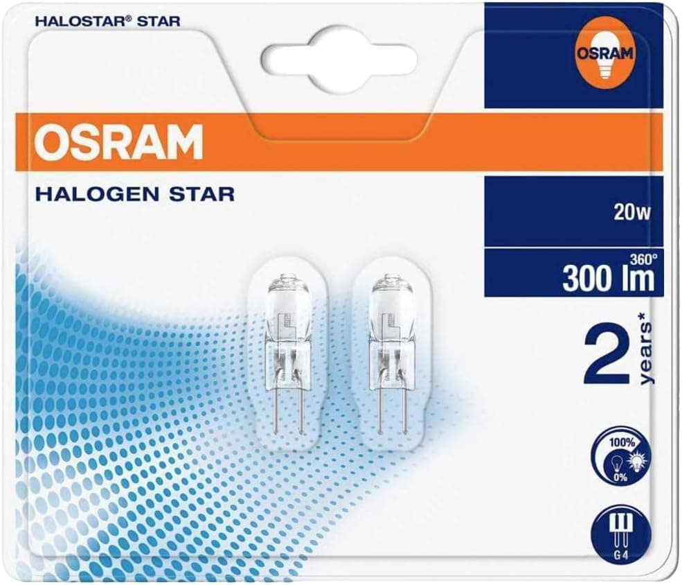 Osram Lampada Alogena Halostar 2 Pz. Bispina G4 12V-Calda 20 W-320 Lumen 10 Confezioni in Lampadine alogene BricoGo - Marano di Napoli, commercioVirtuoso.it