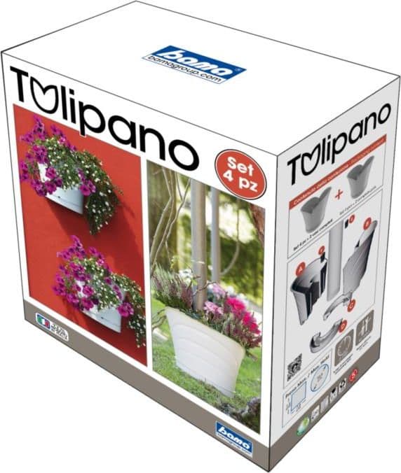Vaso 'Tulipano' In Set Cm 34,5 X 19 X H 30 Lt. 5 - Grigio - Bama in Vasi tradizionali BricoGo - Marano di Napoli, commercioVirtuoso.it