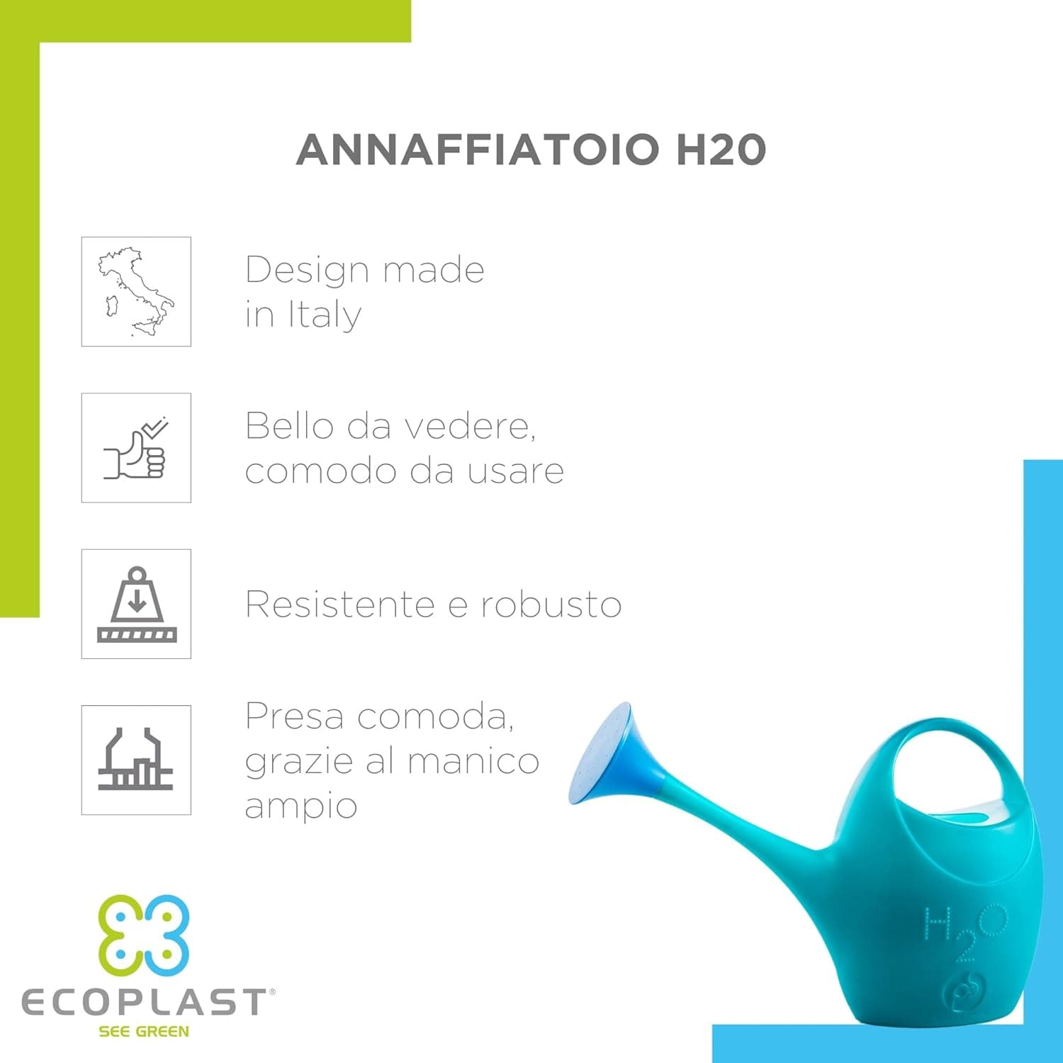 Innaffiatoio Plastica 3,5 L H2O- Ecoplast- 6,0 Pz in Annaffiatoi BricoGo - Marano di Napoli, commercioVirtuoso.it