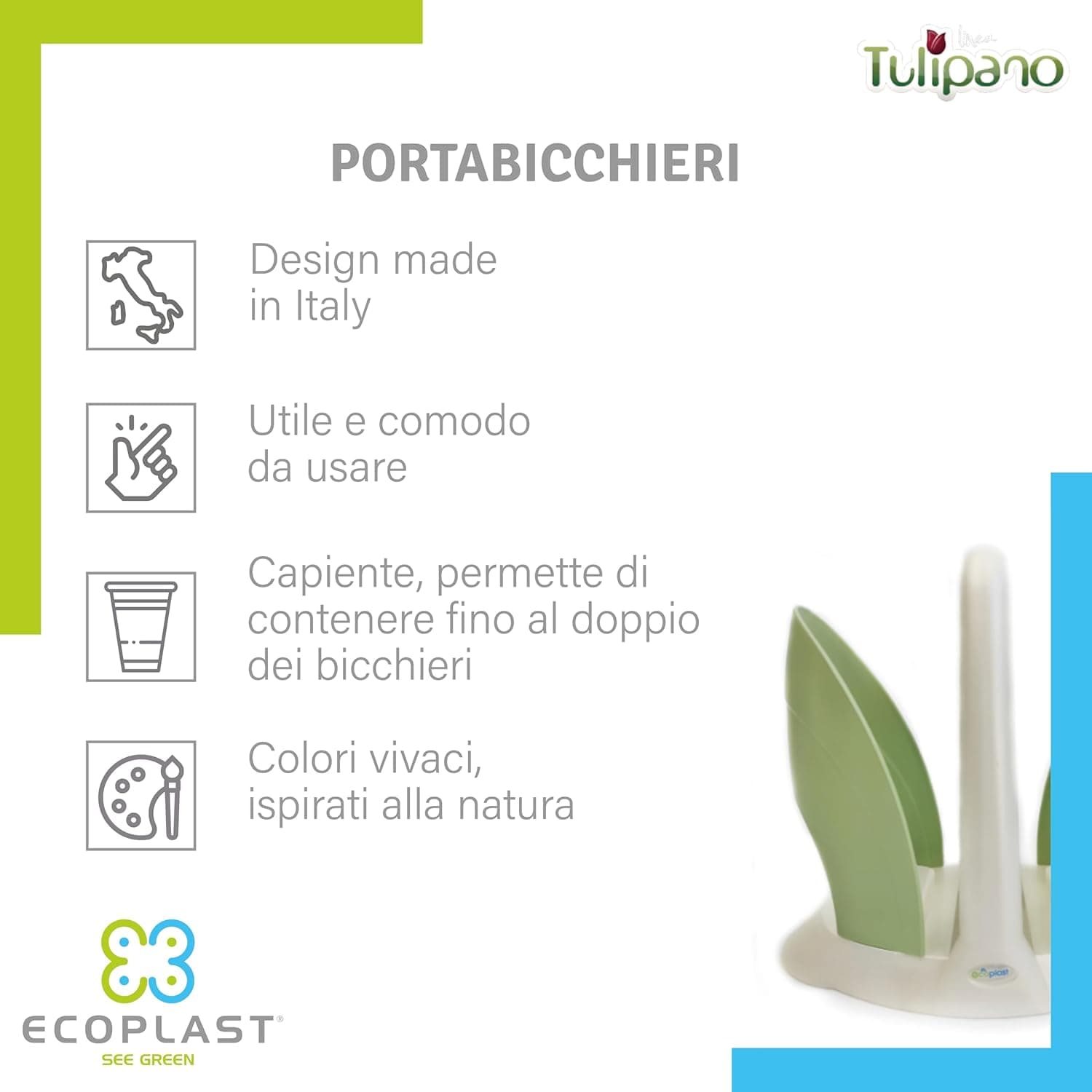 Portabicchieri 'Duo' Colore Madreperla/Verde Scuro - Ecoplast in Portatazze BricoGo - Marano di Napoli, commercioVirtuoso.it