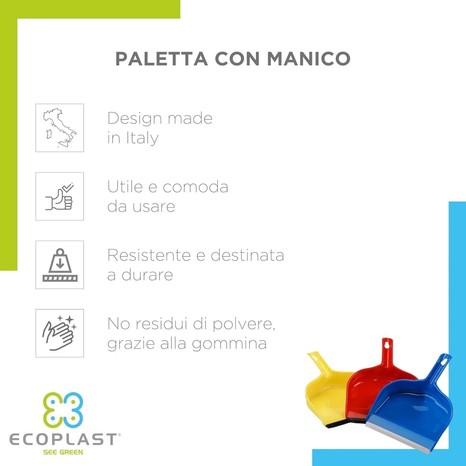 Paletta Alzapolvere Colori Assortiti- 24 Pezzi - Ecoplast in Set scopino e paletta BricoGo - Marano di Napoli, commercioVirtuoso.it