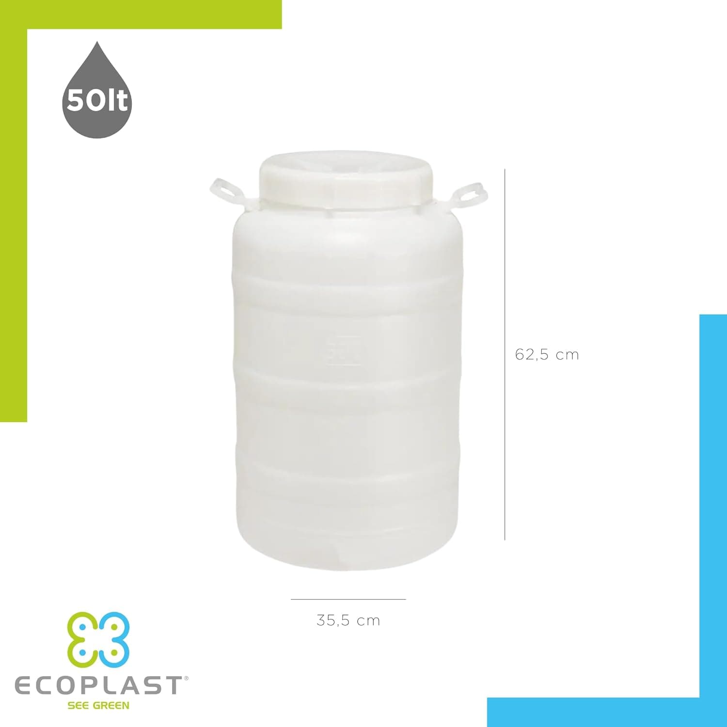 Bidone Fusto 'Bocca Larga' Lt. 50 In Plastica 2 Pezzi Ecoplast in Distributori d'acqua BricoGo - Marano di Napoli, commercioVirtuoso.it