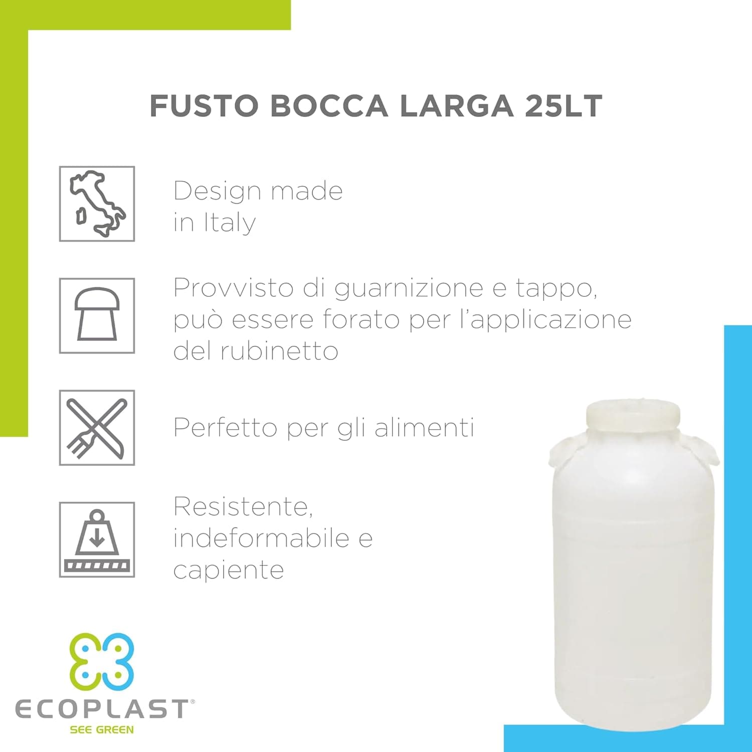 Bidone Fusto 'Bocca Larga' Lt. 25 Plastica 4 Pezzi Ecoplast in Scatole portacenere BricoGo - Marano di Napoli, commercioVirtuoso.it