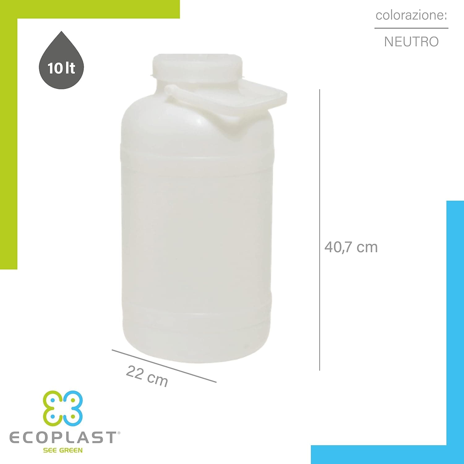 Bidone Fusto Bocca Larga Lt. 10 Plastica 6 Pezzi Ecoplast in Distributori d'acqua BricoGo - Marano di Napoli, commercioVirtuoso.it