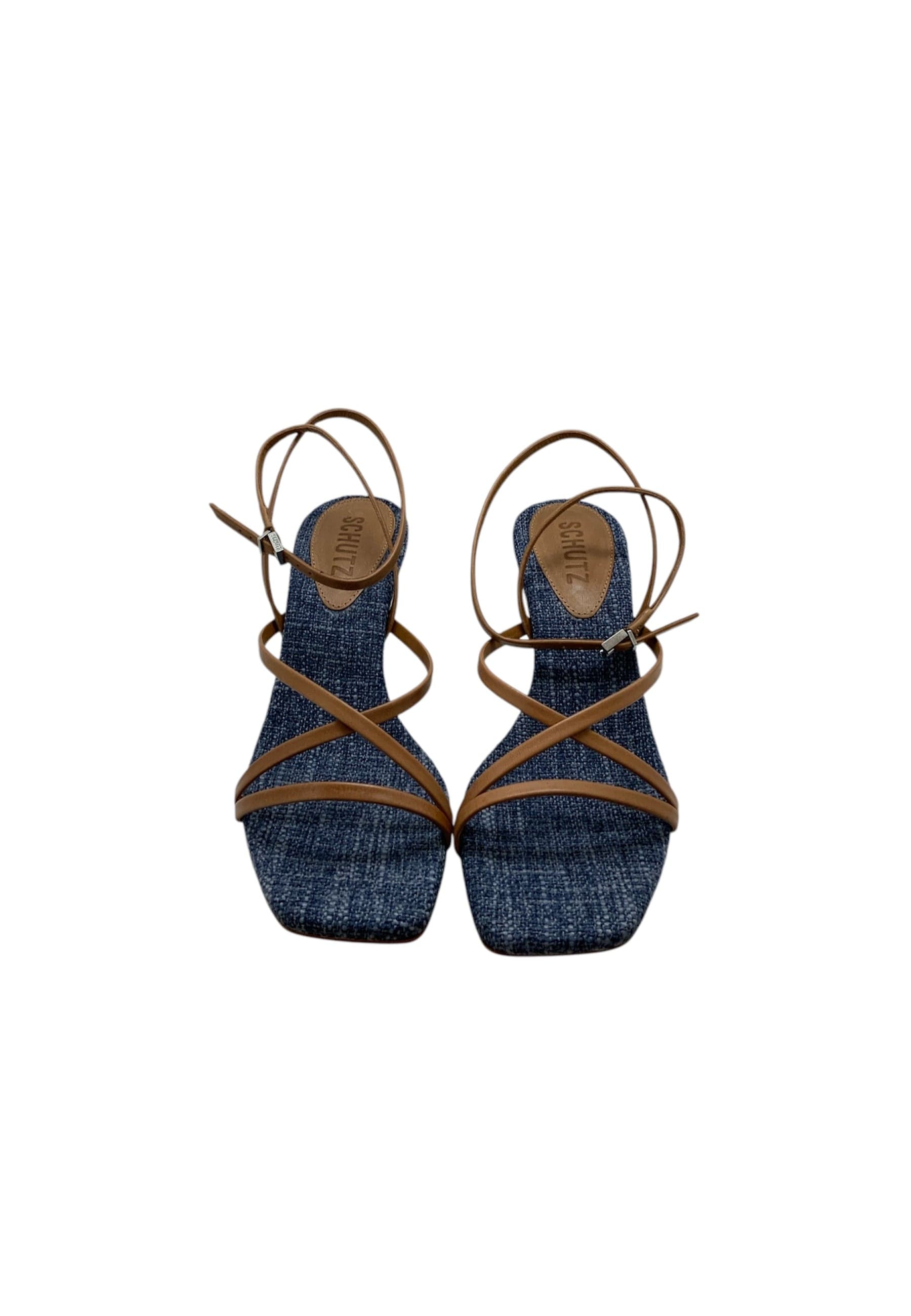 Schutz Sandalo in tessuto tacco 8cm Donna SCHUTZ con fasce in pelle cuoio da donna in Sandali moda Drestige - Casamassima, commercioVirtuoso.it