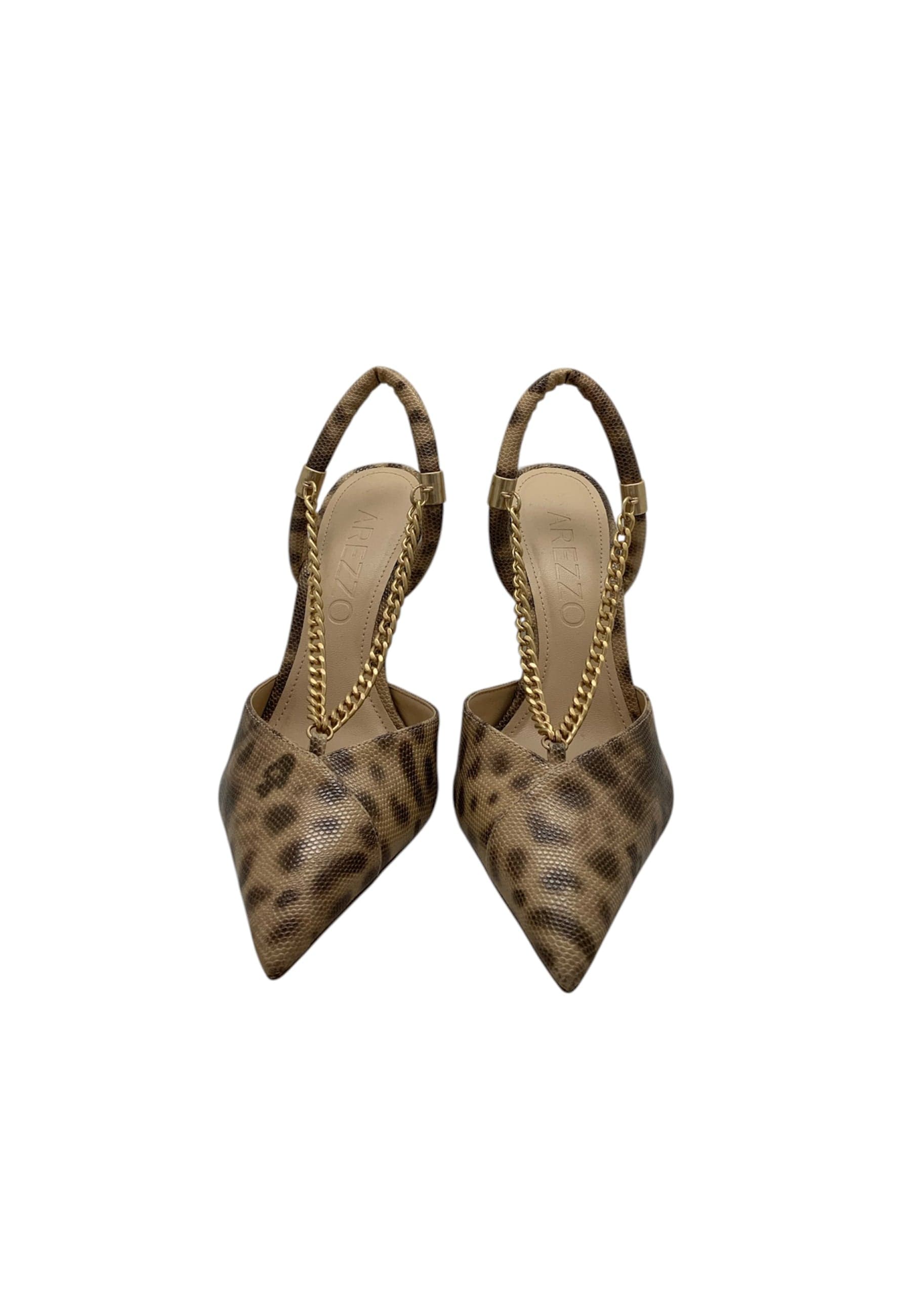 AREZZO Slingback maculata tacco 11cm Donna con catena oro da donna in Scarpe col tacco Drestige - Casamassima, commercioVirtuoso.it
