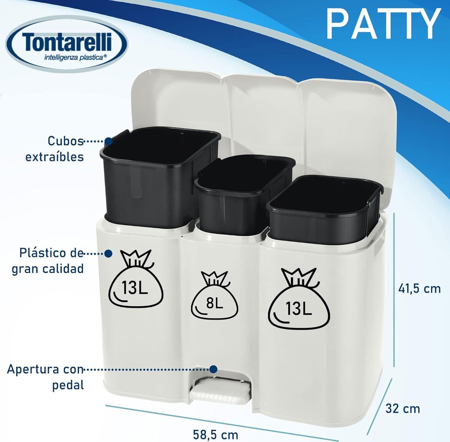 Pattumiera Differenziata Patty 3 Lt.13+8+13 Cm.58,5X32X41,5H. Lt.13+8+13 Panna Tontarelli in Pattumiere da cucina BricoGo - Marano di Napoli, commercioVirtuoso.it