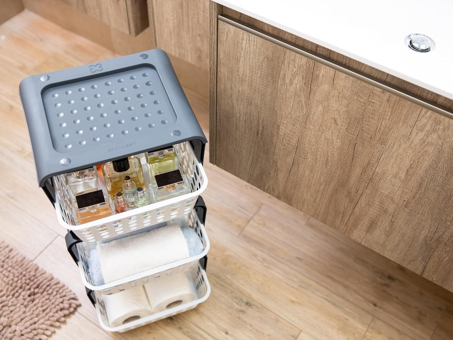 Carrello Da Cucina Con Cestelli 'Modula' Col. Ghiaccio - Ecoplast in Carrelli da portata BricoGo - Marano di Napoli, commercioVirtuoso.it