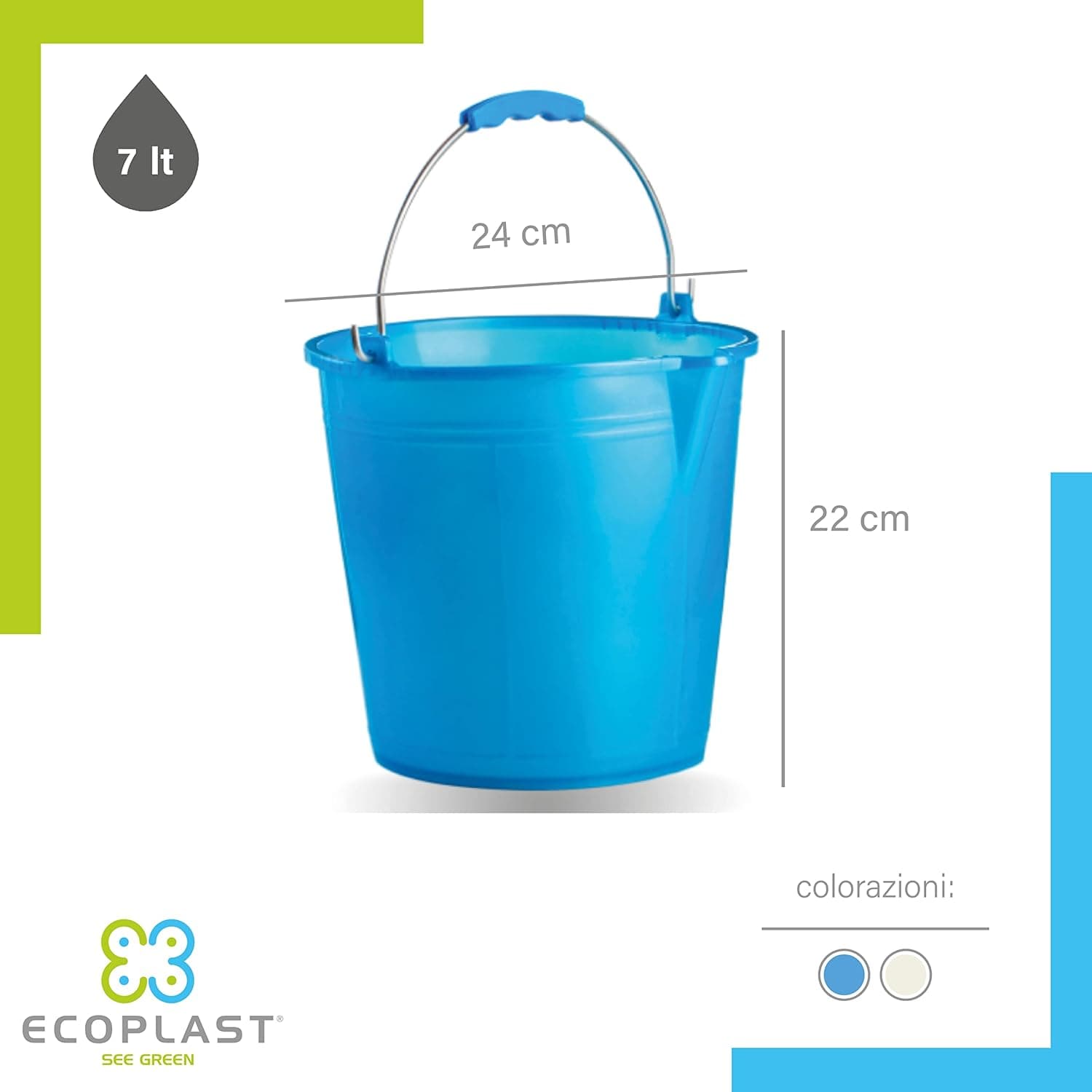 Secchio Comune Con Becco Capacità 7 Litri In Polipropilene Con Manico Rivestito Ecoplast in Secchi BricoGo - Marano di Napoli, commercioVirtuoso.it