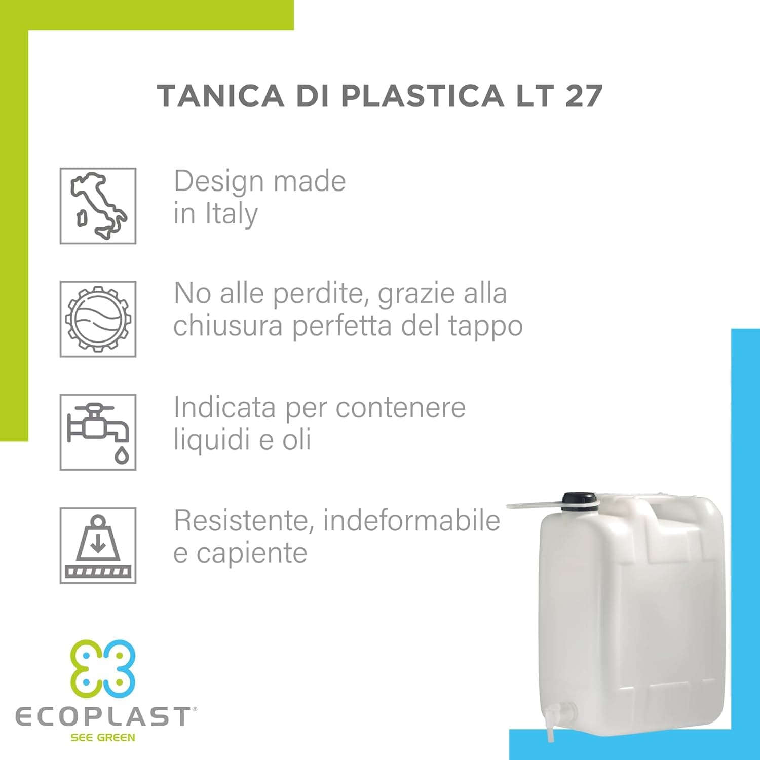 Tanica Lt. 27 Rubinetto Non Incluso 4 Pezzi Ecoplast in Contenitori d'acqua BricoGo - Marano di Napoli, commercioVirtuoso.it
