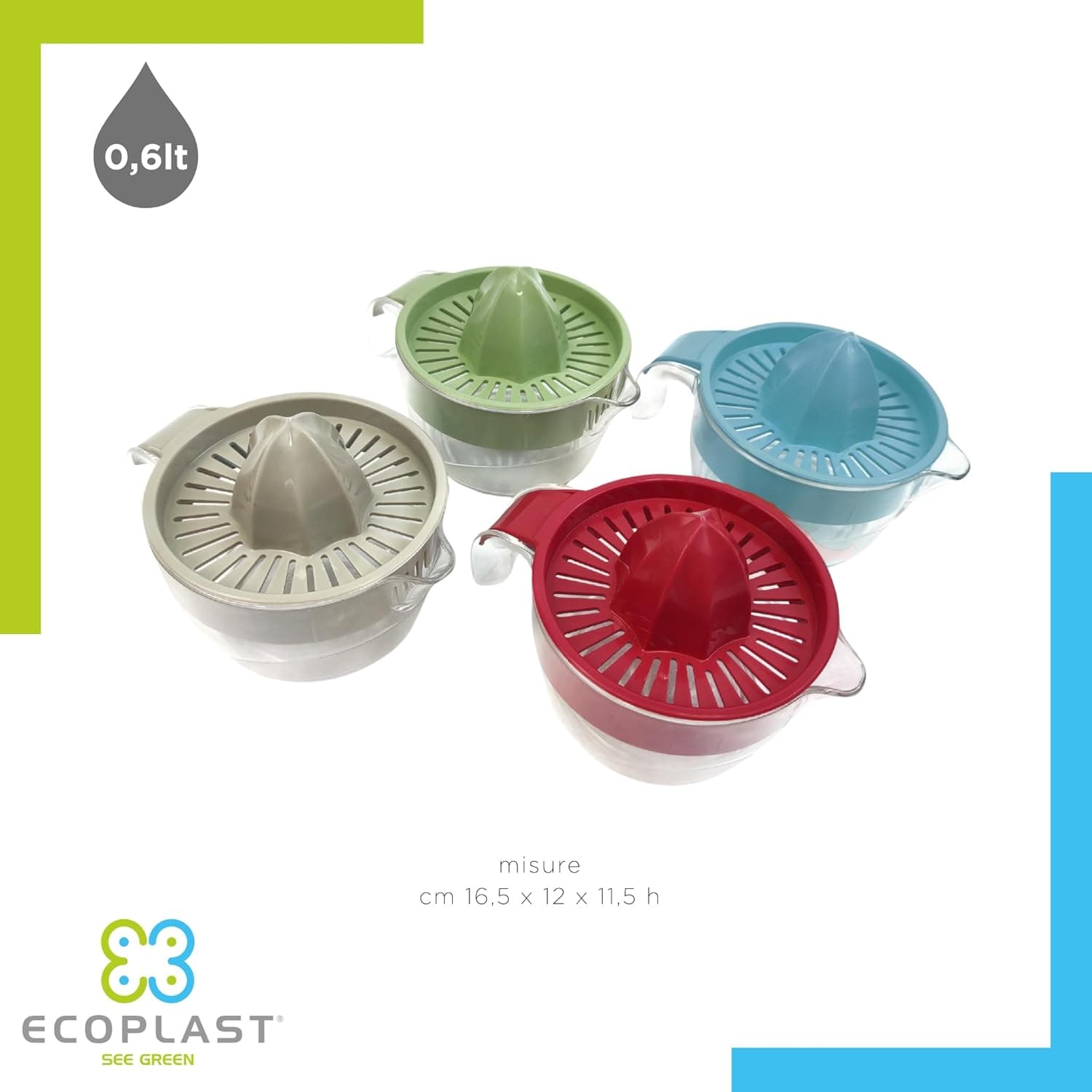 Ecoplast Spremiagrumi Manuale In Plastica Con Vaschetta Da 0,6 Litri, Colore Ghiaccio, 0,6 Lt in Spremiagrumi manuale BricoGo - Marano di Napoli, commercioVirtuoso.it