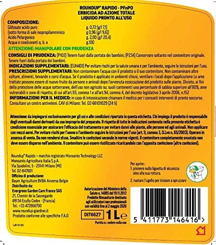 Diserbante Totale Liquido Pronto All'Uso Pfnpo- - Lt.1 - 1 Pezzi Roundup in Ammazza erbe infestanti BricoGo - Marano di Napoli, commercioVirtuoso.it