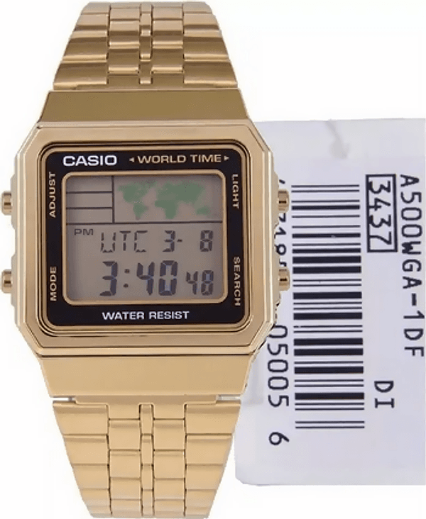 Orologio Casio unisex, A-500WGA-1D, versione gold con fusi orari, acciaio inossidabile, movimento al quarzo in Orologi da polso Loweconomy - Marineo, commercioVirtuoso.it