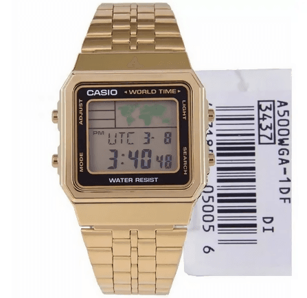 Orologio Casio unisex, A-500WGA-1D, versione gold con fusi orari, acciaio inossidabile, movimento al quarzo in Orologi da polso Loweconomy - Marineo, commercioVirtuoso.it