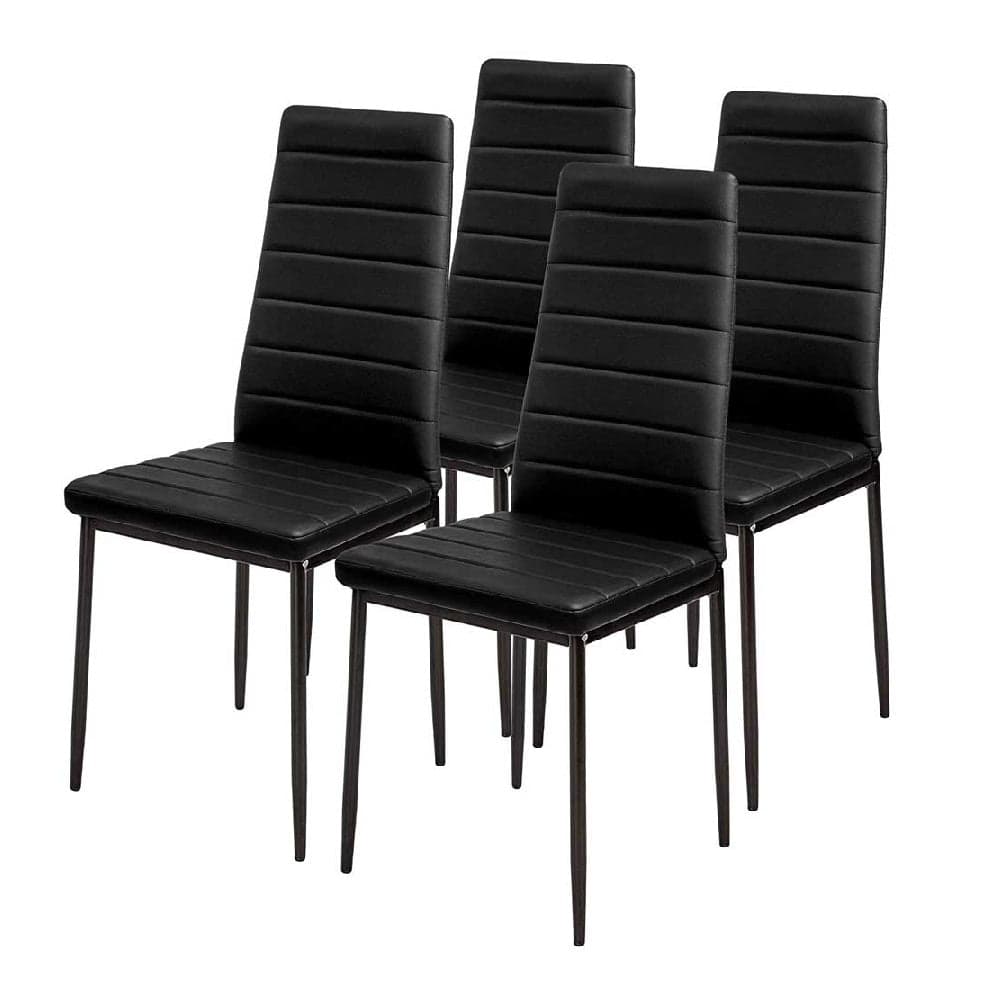 Sedia Moderna 4pz Metallo Verniciato Pelle Ecologica Sala Pranzo Cucina Nero