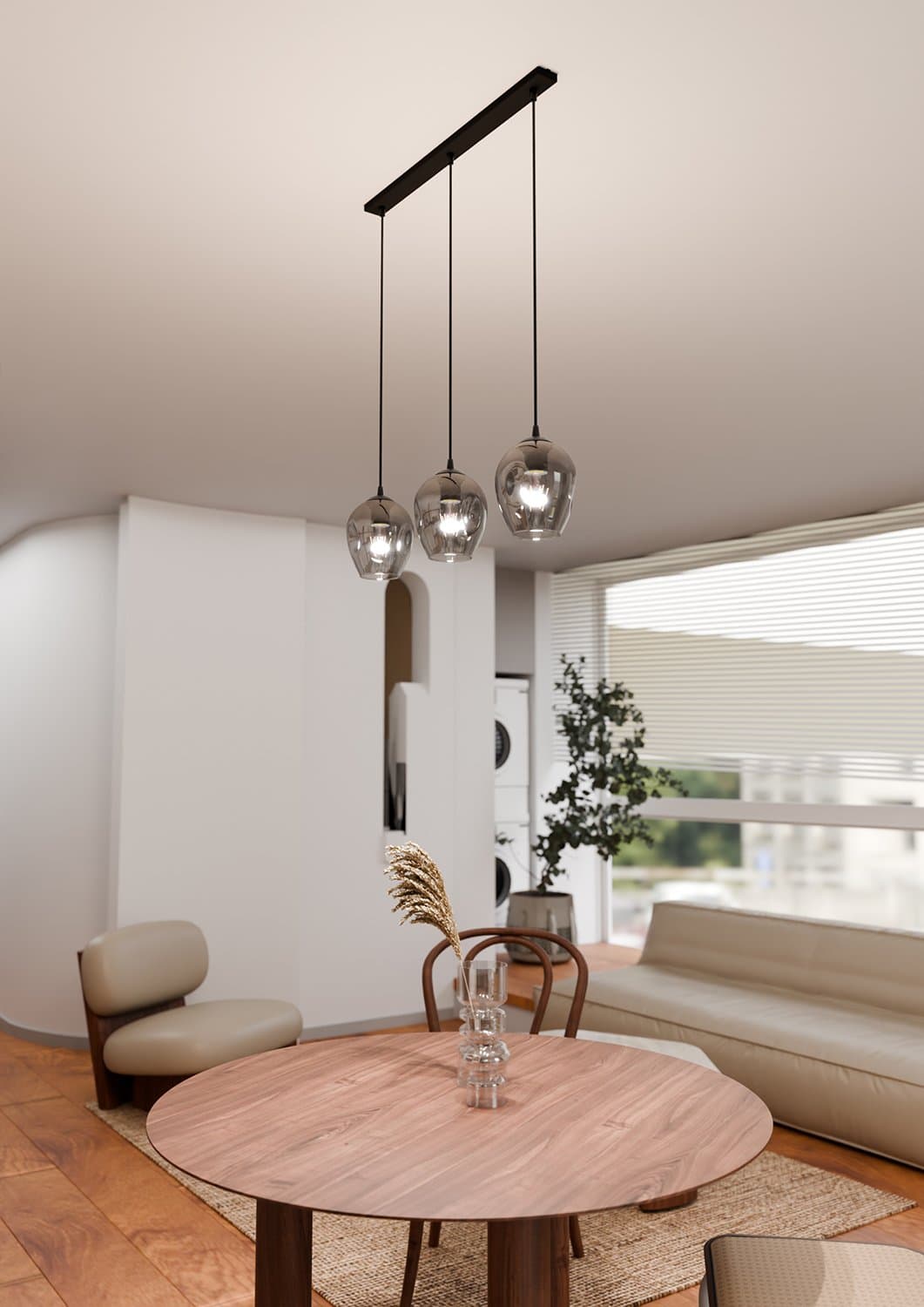Lampadario 3 Luci Istar In Acciaio Nero E Vetri Fumè in Lampade a sospensione LuceArt - Montecorvino Pugliano, commercioVirtuoso.it