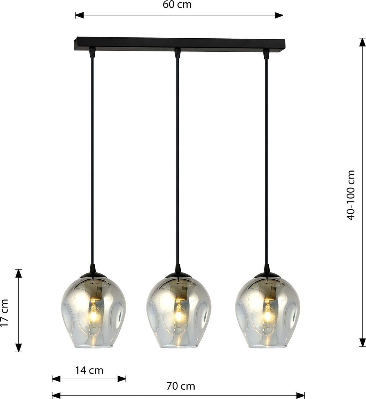 Lampadario 3 Luci Istar In Acciaio Nero E Vetri Fumè in Lampade a sospensione LuceArt - Montecorvino Pugliano, commercioVirtuoso.it