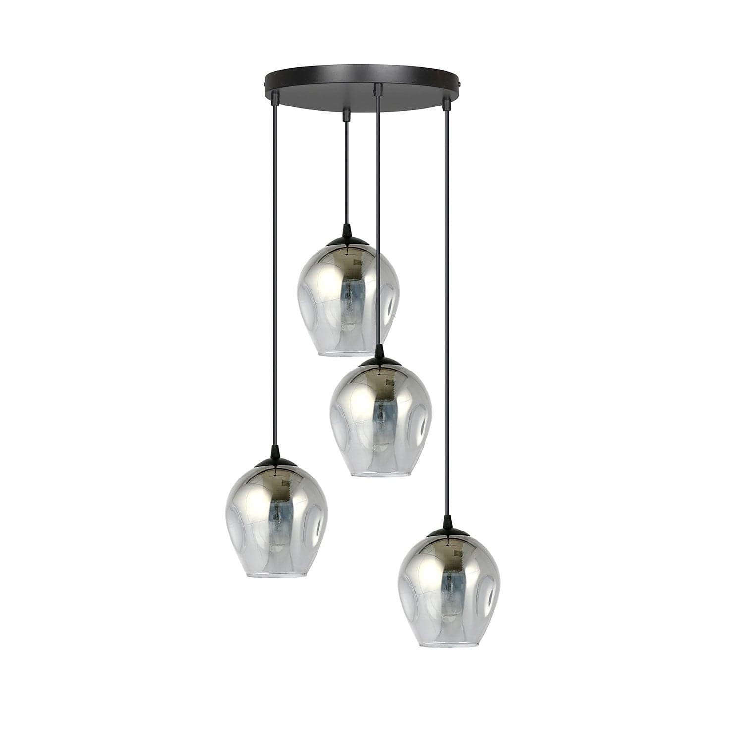 Lampadario 4 Luci Istar Base Tonda In Acciaio Nero E Vetri Fumè in Lampade a sospensione LuceArt - Montecorvino Pugliano, commercioVirtuoso.it
