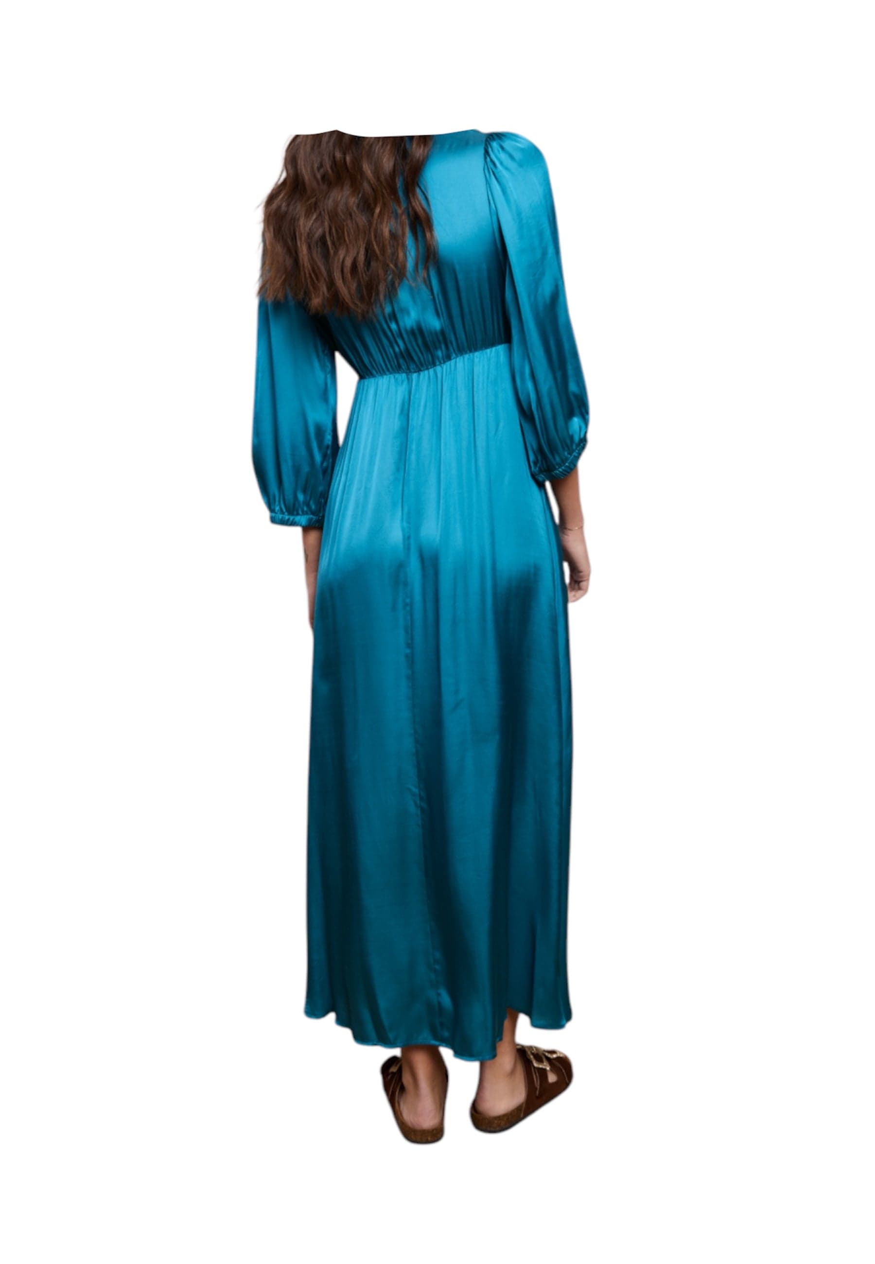 MOKIB Vestito lungo scollo incrociato Donna con manica lunga da donna in Discoteca Drestige - Casamassima, commercioVirtuoso.it