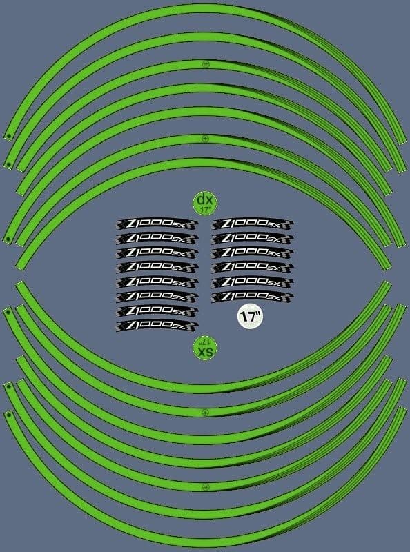KIT STRISCE ADESIVE VERDI compatibili per CERCHI 17 MOTO KAWASAKI Z1000sx TUNING in Decalcomanie adesivi e magneti LabelBike - Bibbiano, commercioVirtuoso.it