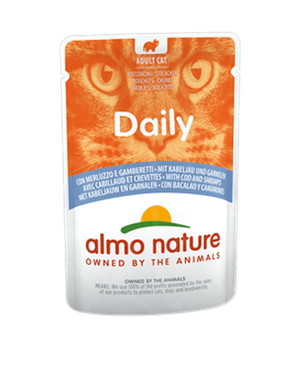 Almo Nature Bustina Daily gusto Merluzzo e Gamberetti per Gatti Adulti 70gr - 2