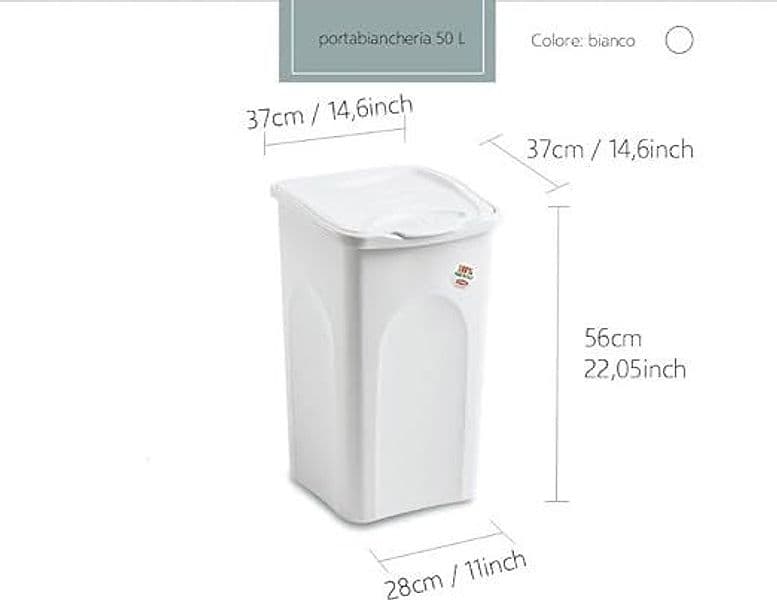 Portabiancheria Tutto Chiuso 'Primavera' Lt.50 Cm 37 X 37 X H 56 Bianco - Stefanplast in Secchi per la biancheria BricoGo - Marano di Napoli, commercioVirtuoso.it