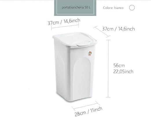 Portabiancheria Tutto Chiuso 'Primavera' Lt.50 Cm 37 X 37 X H 56 Bianco - Stefanplast in Secchi per la biancheria BricoGo - Marano di Napoli, commercioVirtuoso.it