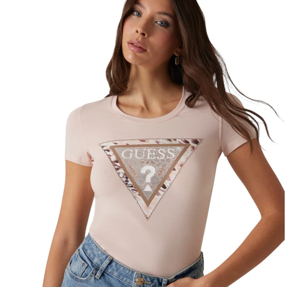 Guess t-shirt rosa salmone Cheeta W5RI22 J1314 G6O3 T-shirt Guess