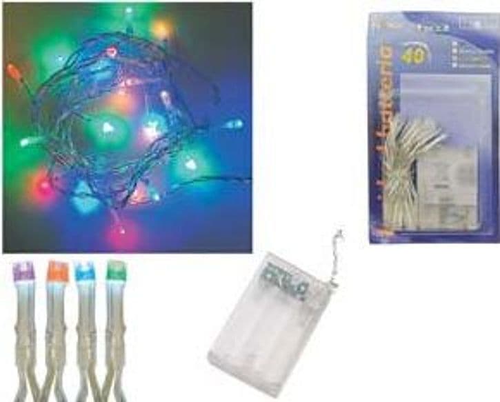 Luci 40 LED Multicolor a Batteria per Interno 0,2 m + 2,4