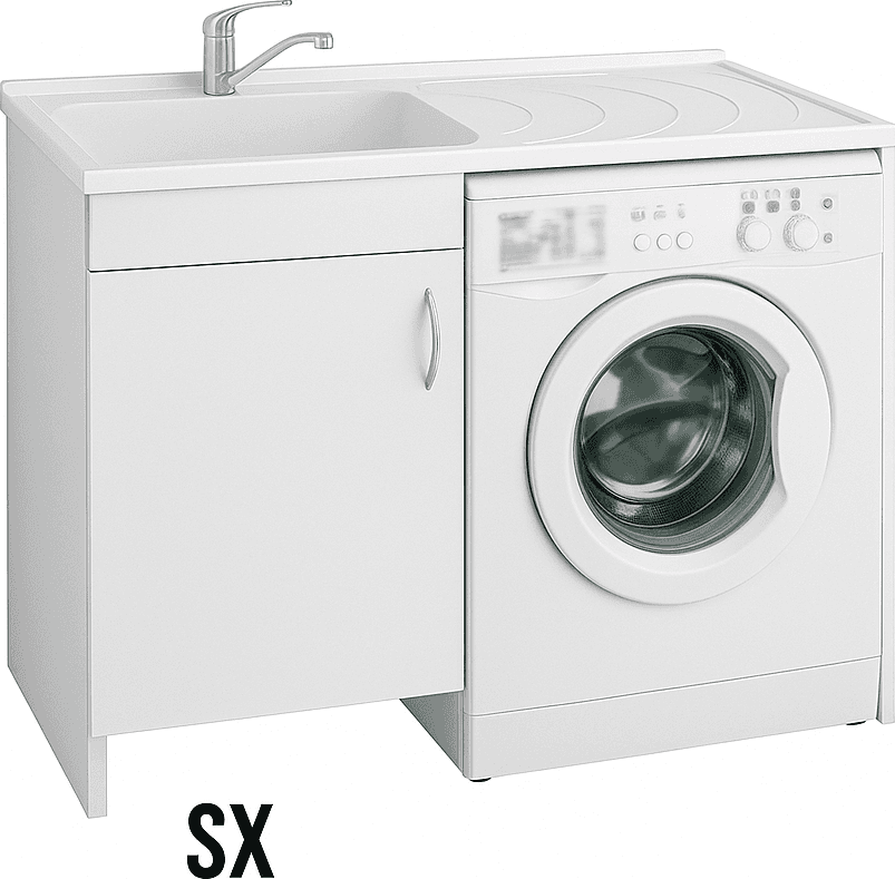 Mobile in Legno con Lavatoio + Dh 60 x 109 x H 89 cm Vasca a Sx