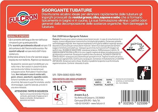 Arexons Fulcron Sgorgante Tubature 1 L- 6,0 Pz in Disgorganti per tubature BricoGo - Marano di Napoli, commercioVirtuoso.it