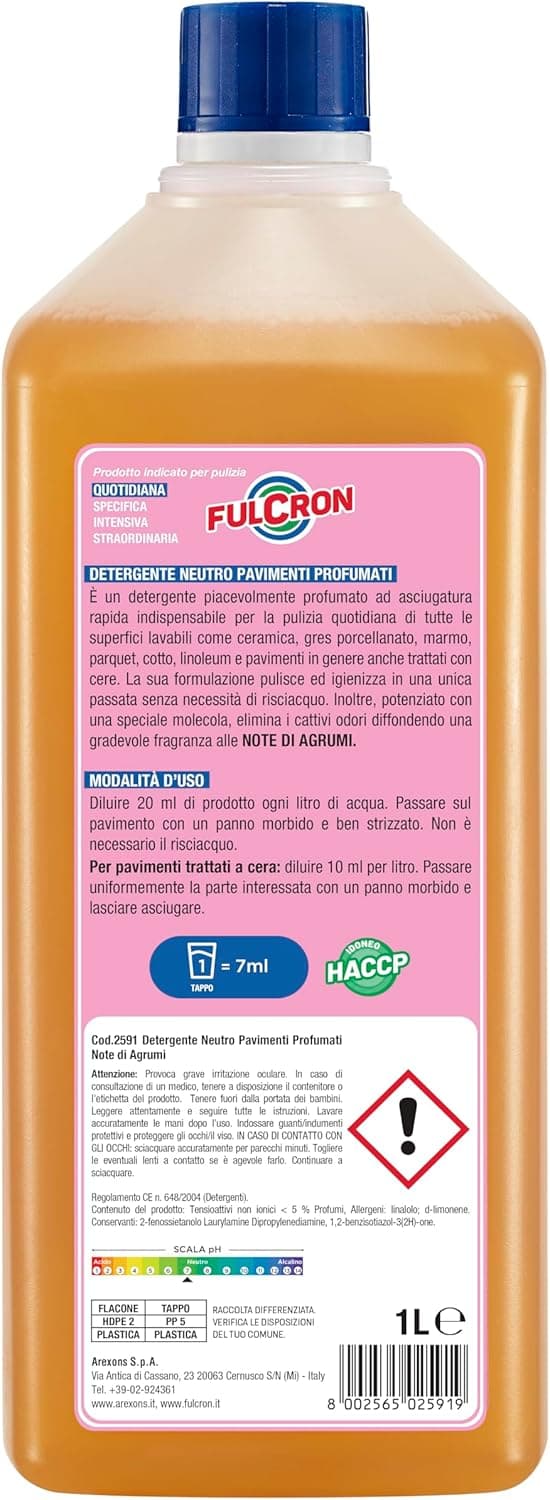 Arexons Fulcron Pavimenti Agrumi 1 L- 12,0 Pz in Detergenti per pavimento BricoGo - Marano di Napoli, commercioVirtuoso.it