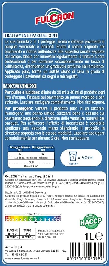 Arexons Fulcron Trattamento Parquet 3 In 1 1 L- 1,0 Pz in Detergenti per pavimento BricoGo - Marano di Napoli, commercioVirtuoso.it