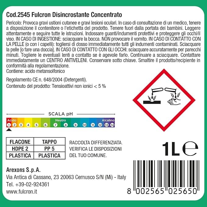 Arexons Fulcron Disincrostante Concentr 1 L- 1,0 Pz in Detergenti multiuso BricoGo - Marano di Napoli, commercioVirtuoso.it