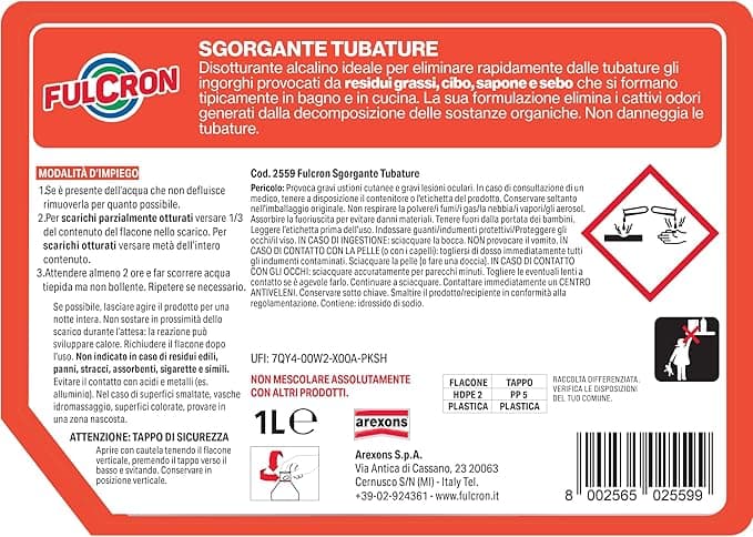 Disgorgante Per Tubature Fulcron Lt.1 Fulcron in Disgorganti per tubature BricoGo - Marano di Napoli, commercioVirtuoso.it