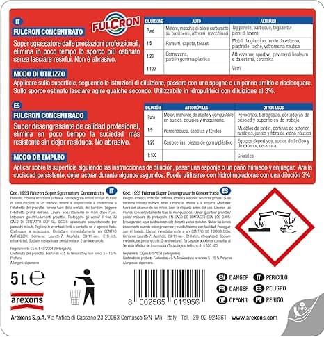 Fulcron Pulitore Sgrassante Concentrato Lt.5 Arexons in Detergenti multiuso BricoGo - Marano di Napoli, commercioVirtuoso.it