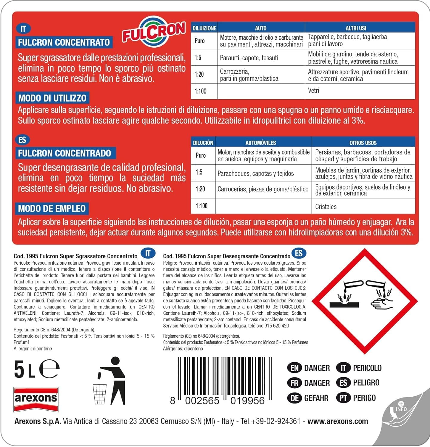 Sgrassatore 'Fulcron' 5000 Ml - Arexons in Detergenti multiuso BricoGo - Marano di Napoli, commercioVirtuoso.it