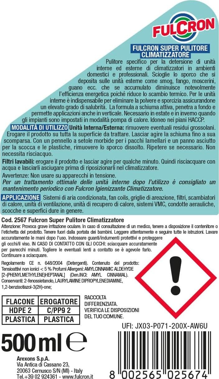 Super Pulitore Per Climatizzatore 'Fulcron' 500 Ml - Arexons in Detergenti chimici da laboratorio BricoGo - Marano di Napoli, commercioVirtuoso.it