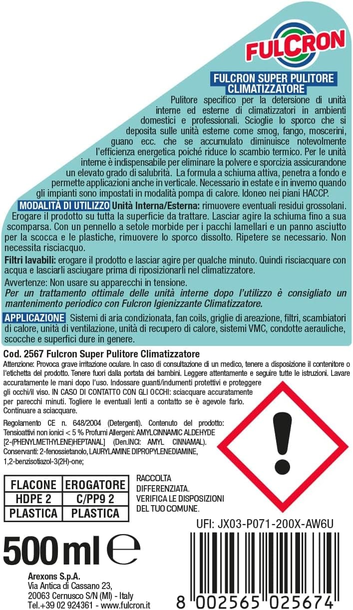 Super Pulitore Per Climatizzatore 'Fulcron' 500 Ml - Arexons in Detergenti chimici da laboratorio BricoGo - Marano di Napoli, commercioVirtuoso.it