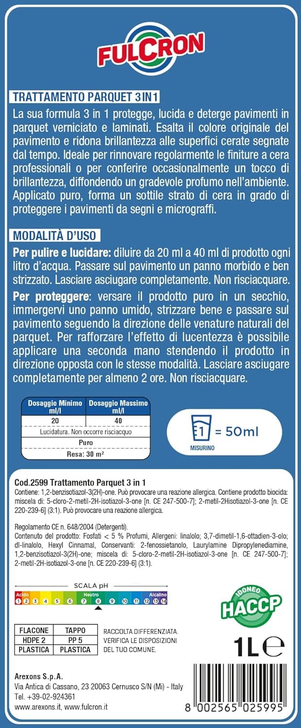 Trattamento Per Laminati E Parquet 3 In 1 'Fulcron' Lt. 1- 6 Pezzi - Arexons in Detergenti per pavimento BricoGo - Marano di Napoli, commercioVirtuoso.it