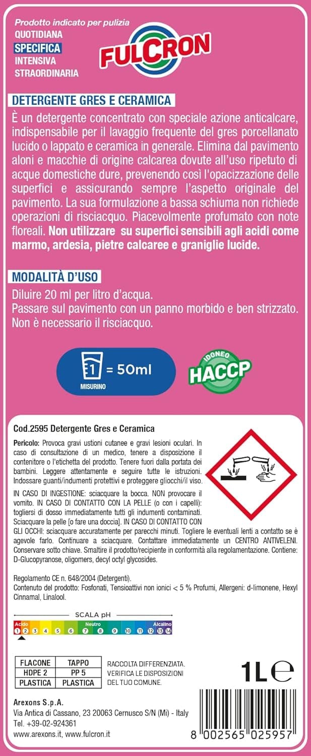 Detergente Gres E Ceramica 'Fulcron' Lt. 1- 6 Pezzi - Arexons in Detergenti per pavimento BricoGo - Marano di Napoli, commercioVirtuoso.it